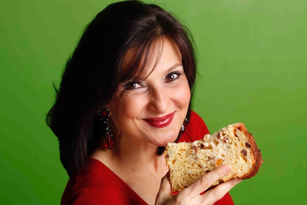 Francine with panettone