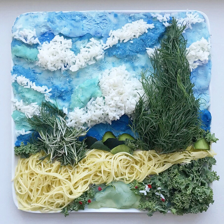 Harley Food Art Van Gogh's Wheat fields with cypresses"